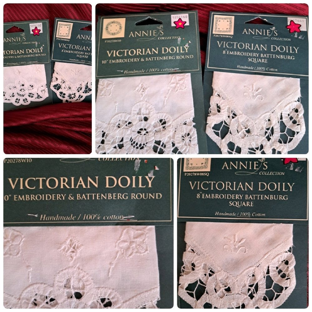 Annies Collection Victorian Doilies: 8" Embroidery Buttenburg Square & 10'
